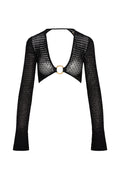 Montego Crop Top - Black Lace Crochet