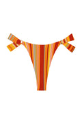 Front view of Morocco Bottom in Sardinia Stripe showing high-cut tie-side bikini bottom with gold rings on white background