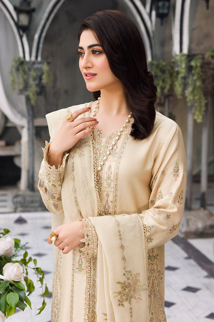 Portrait close up highlighting neckline and front embroidery work