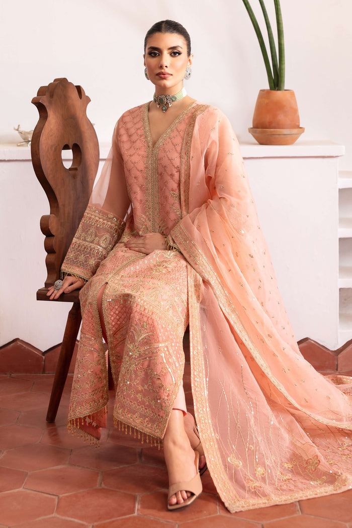 NAQSHI Muzna organza dupatta draped to display four‑sided embroidered sequin border, motif floral spray and diagonal sequin‑lined patterns across width.