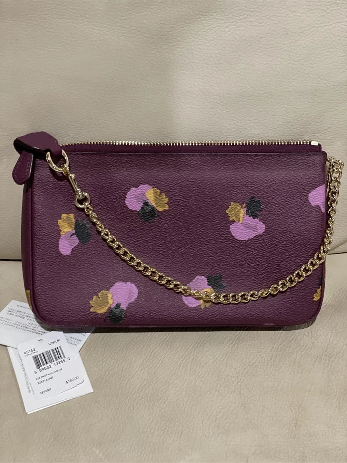 Coach New York Floral Handbag Purse – Purple Designer Shoulder Bag, Authentic, New With Tags