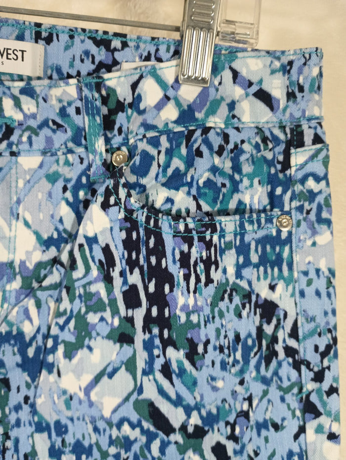 Nine West Jeans Women's 4 Chrystie Capri Stretch Blue Denim Print Soft Twill