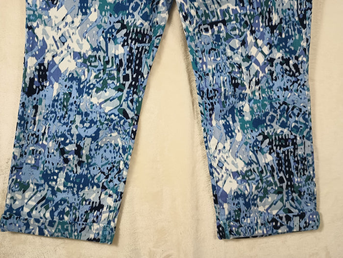 Nine West Jeans Women's 4 Chrystie Capri Stretch Blue Denim Print Soft Twill