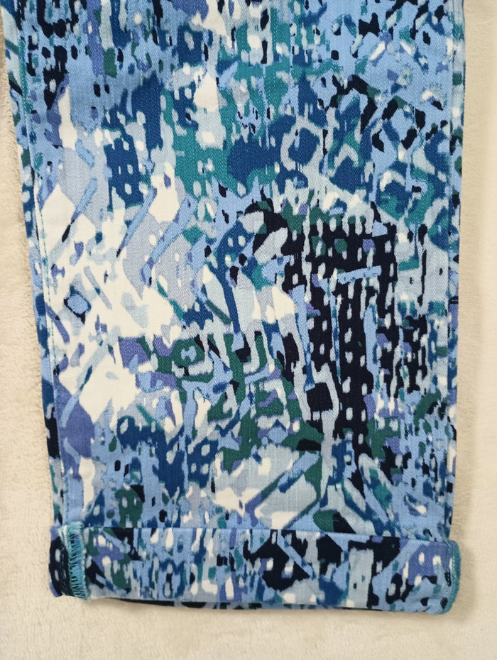 Nine West Jeans Women's 4 Chrystie Capri Stretch Blue Denim Print Soft Twill