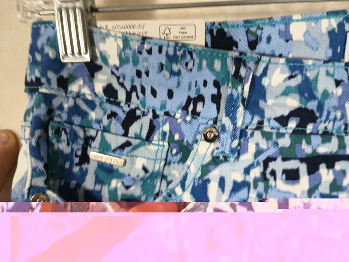 Nine West Jeans Women's 6 Chrystie Capri Stretch Blue Denim Print Soft Twill
