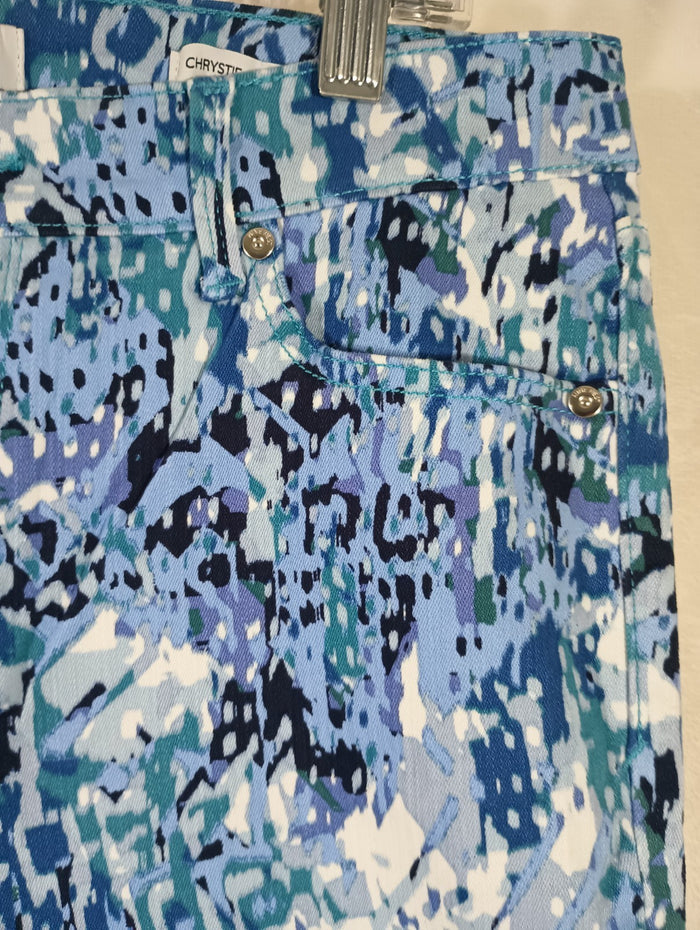 Nine West Jeans Women's 6 Chrystie Capri Stretch Blue Denim Print Soft Twill