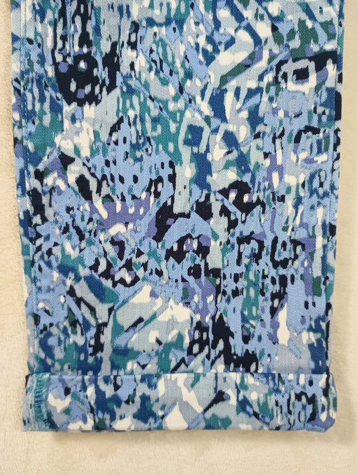 Nine West Jeans Women's 6 Chrystie Capri Stretch Blue Denim Print Soft Twill