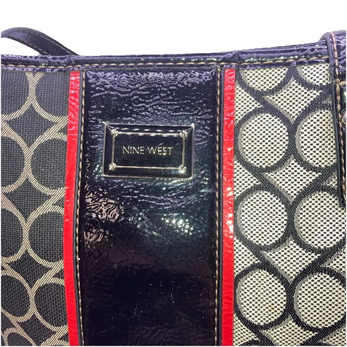 Nine West Large Tote Handbag – Number Print Overnight Travel Satchel Purse