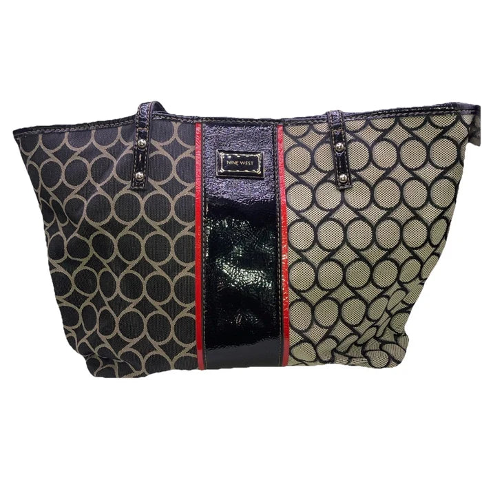 Nine West Large Tote Handbag – Number Print Overnight Travel Satchel Purse