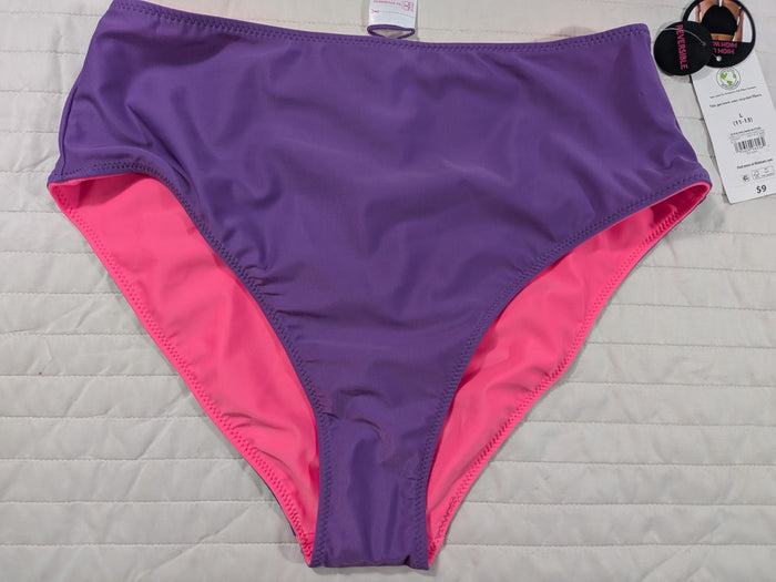 No Boundaries Large (11-13) Bikini Swim Bottom Purple Pink Hygienic Liner
