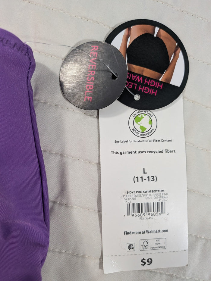 No Boundaries Large (11-13) Bikini Swim Bottom Purple Pink Hygienic Liner