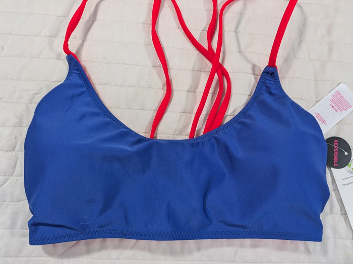 No Boundaries Medium 7-9 Swim Top Reversible Glow Orange Cobalt Blue Crush