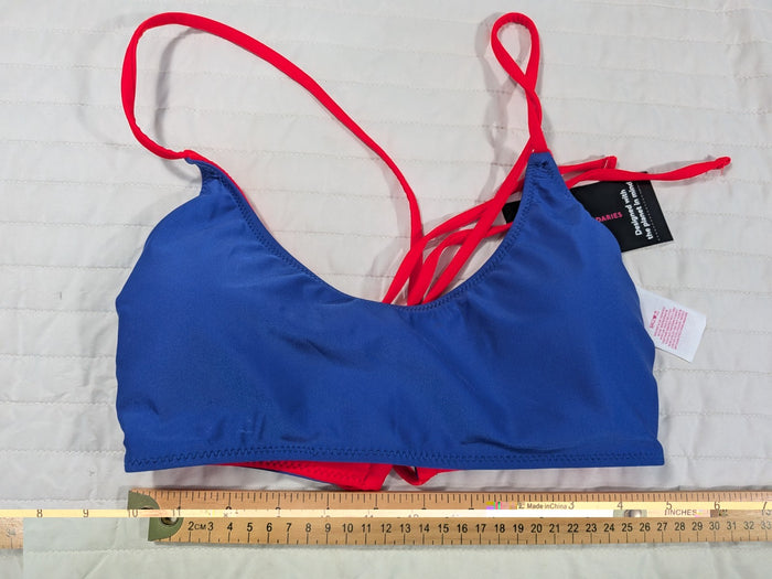 No Boundaries Medium 7-9 Swim Top Reversible Glow Orange Cobalt Blue Crush