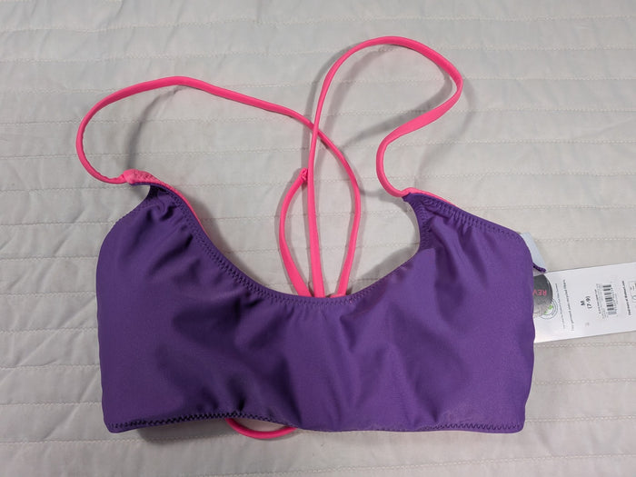 No Boundaries Medium 7-9 Swim Top Reversible Purple Dune Supercharge Pink