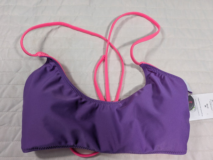 No Boundaries Medium 7-9 Swim Top Reversible Purple Dune Supercharge Pink