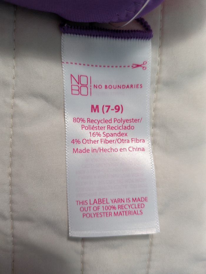 No Boundaries Medium 7-9 Swim Top Reversible Purple Dune Supercharge Pink