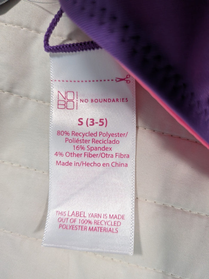 No Boundaries Small (3-5) Swim Top Reversible Purple Dune Supercharge Pink