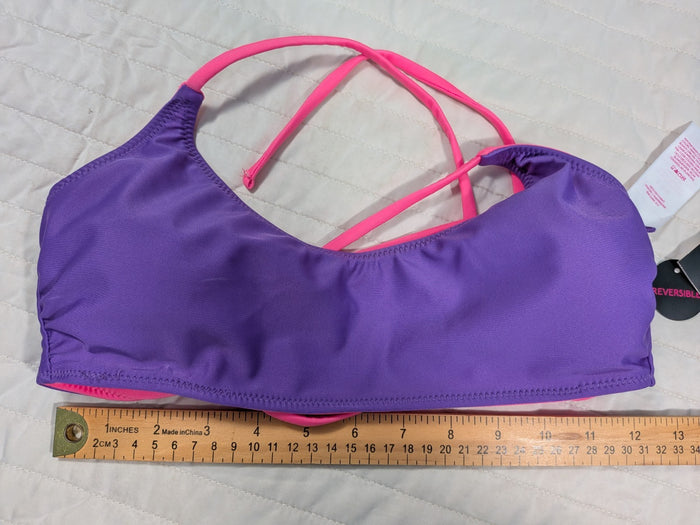 No Boundaries Small (3-5) Swim Top Reversible Purple Dune Supercharge Pink