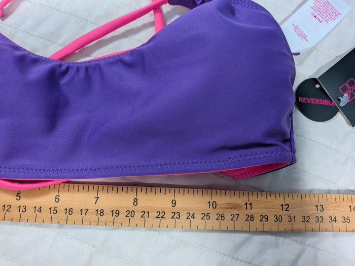 No Boundaries Small (3-5) Swim Top Reversible Purple Dune Supercharge Pink