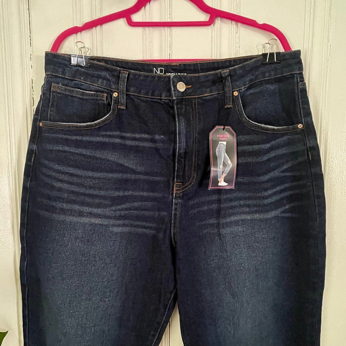 No Boundaries Women’s Blue High Rise Destructed Mom Jeans