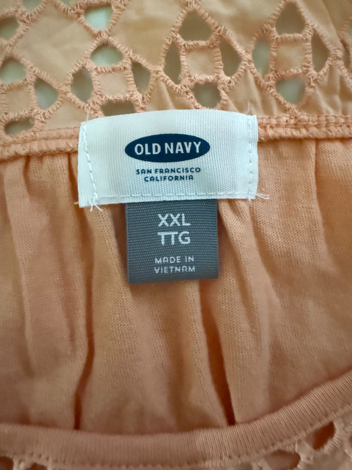 Old Navy Eyelet Peach Sleeveless Summer Shirt/Blouse