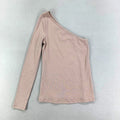 Old Navy Shirt Womens XS Tan One Shoulder Ribbed Stretch Neutral