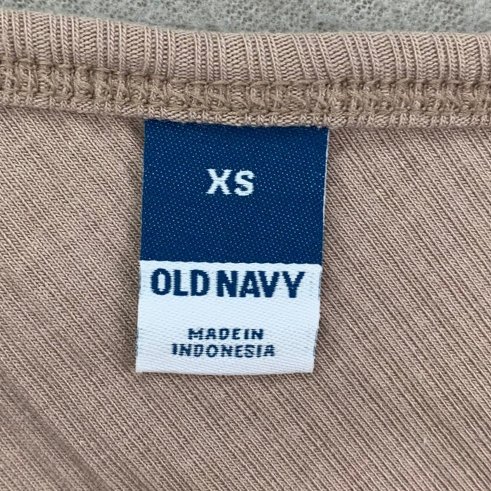 Old Navy Shirt Womens XS Tan One Shoulder Ribbed Stretch Neutral