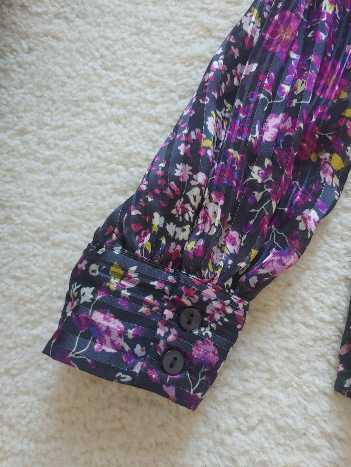Ophelia Rose Floral Tie Front Blouse Shirt Top Ruffle