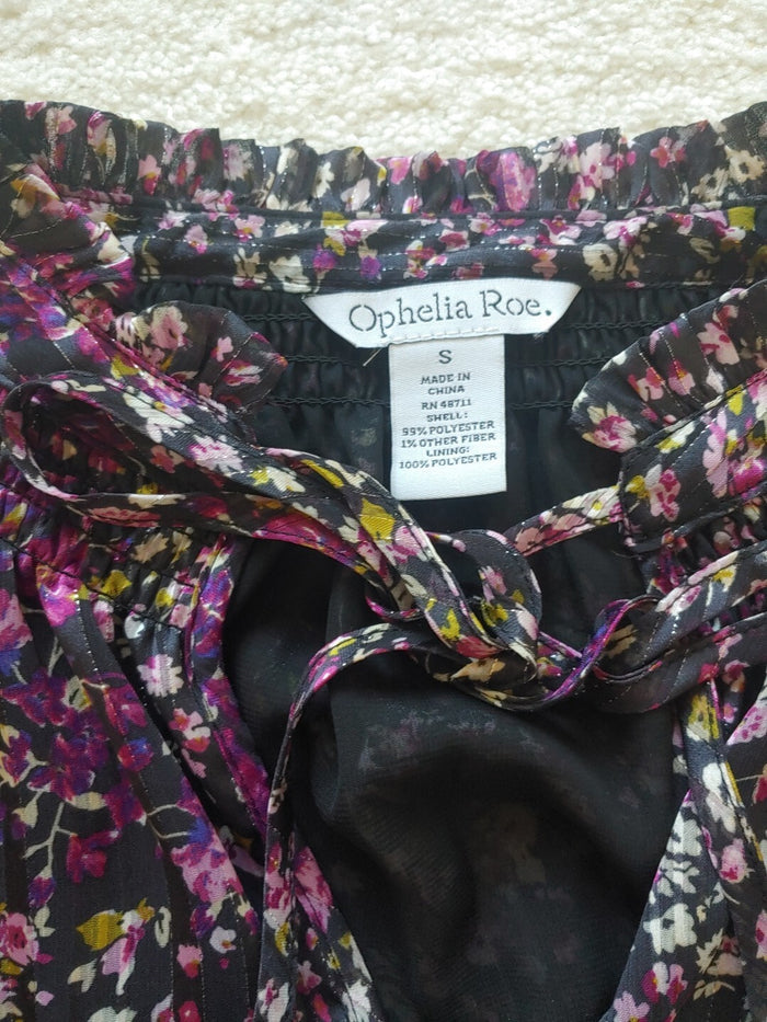 Ophelia Rose Floral Tie Front Blouse Shirt Top Ruffle