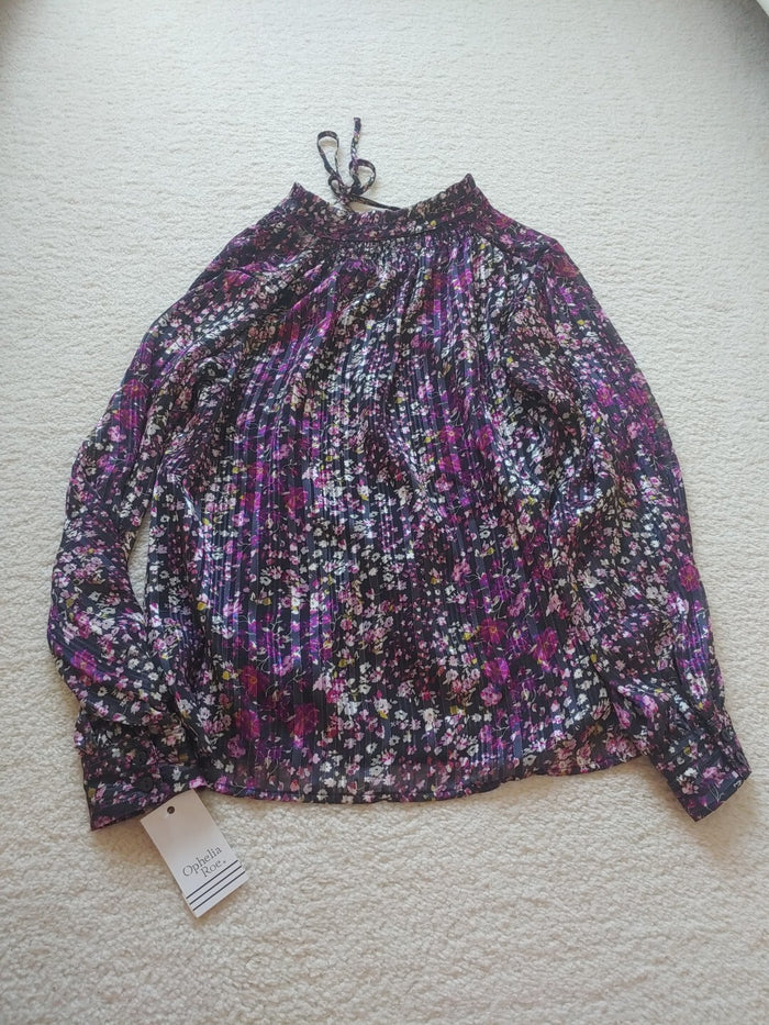 Ophelia Rose Floral Tie Front Blouse Shirt Top Ruffle