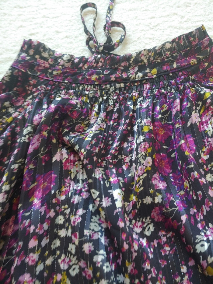 Ophelia Rose Floral Tie Front Blouse Shirt Top Ruffle