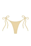 Front view of Palma thong in raffia crinkle showcasing textured crinkle fabric and adjustable side ties on white background