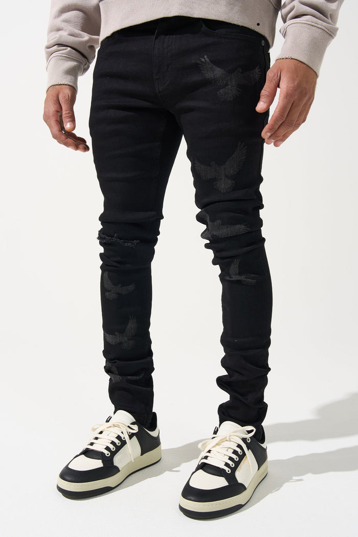 "PEACE" Black Jeans