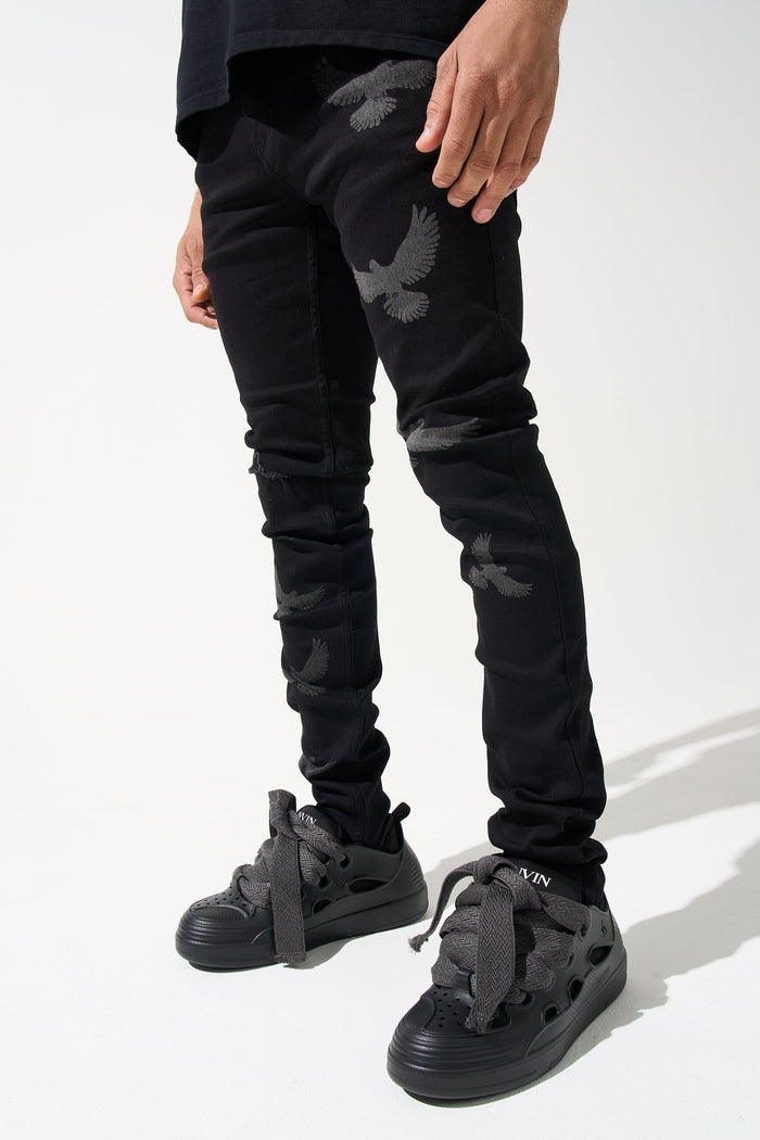 "PEACE" Black Jeans