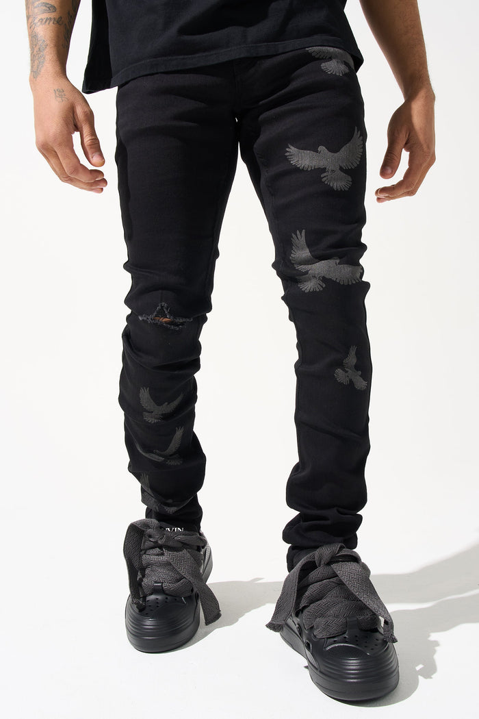 "PEACE" Black Jeans