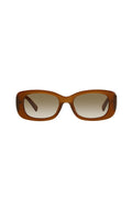 brown rectangular sunglasses with gradient brown lenses on white background