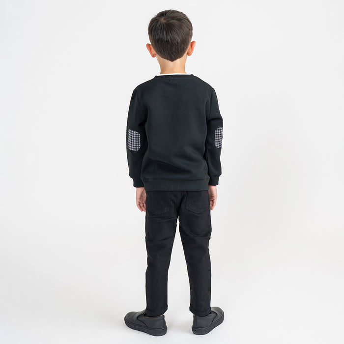 PLAID PATCH SWEATSHIRT
