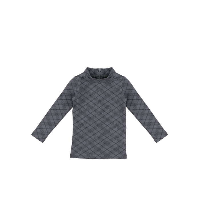 PLAID PRINTED MOCKNECK