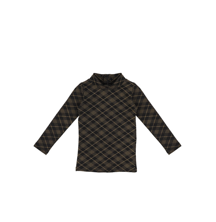 PLAID PRINTED MOCKNECK