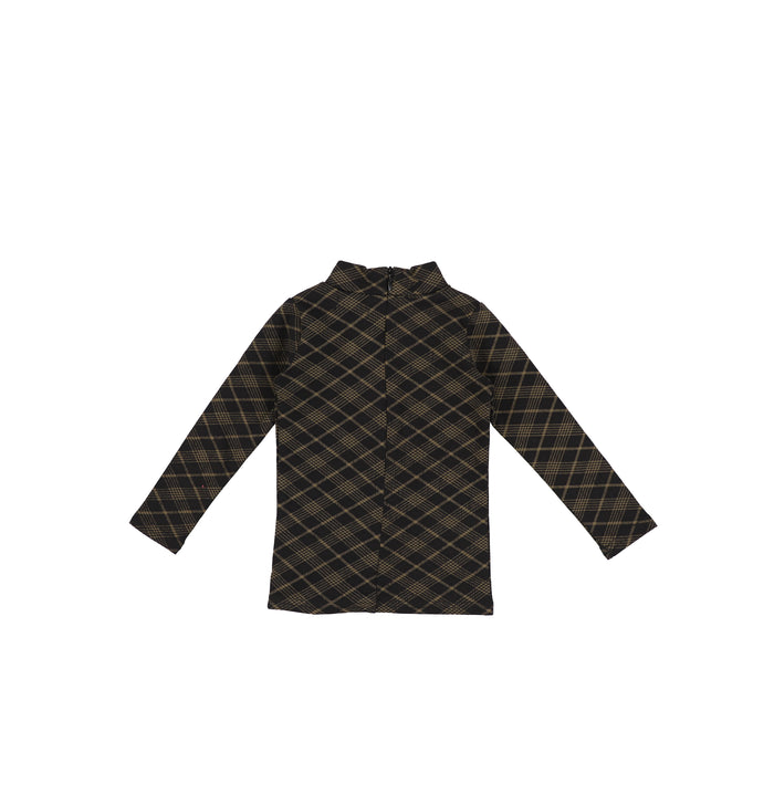 PLAID PRINTED MOCKNECK