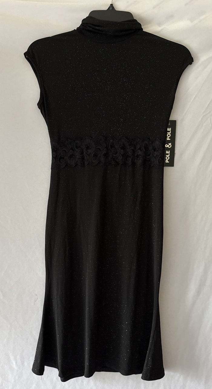 Pole & Pole Womens Bodycon Cocktail Party Dress Black Glitter Lace