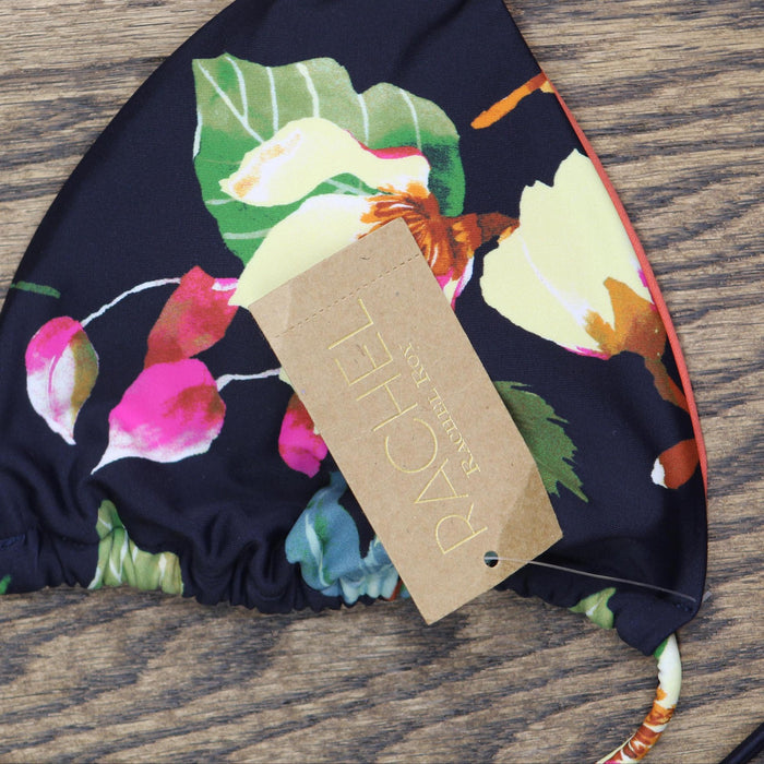 Rachel Rachel Roy Standard Swim Top with Shoulder Flat Magnolias Black Multi