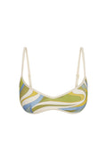 Front view of Ravello Top with wide V neckline, adjustable straps, and Costa Rei Apple/Ivory color-block print on white