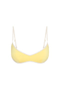 Front view of Ravello Top in Meyer/Ivory showing wide V neckline, ivory color-block trim and adjustable shoulder straps on white background
