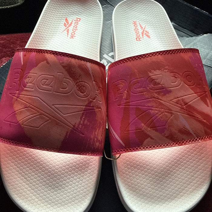 Reebok Classic Slide Sandals White Pink Orange Swim Slides Mens Size 12/women 13 - image 3