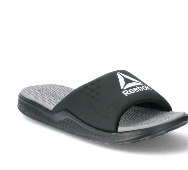 Reebok Men’s Memory Foam Slides Black/Grey Size 9 - image 1