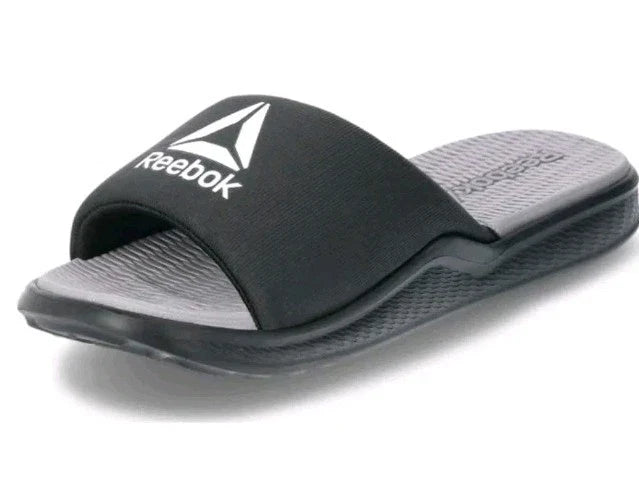 Reebok Men’s Memory Foam Slides Black/Grey Size 9 - image 2
