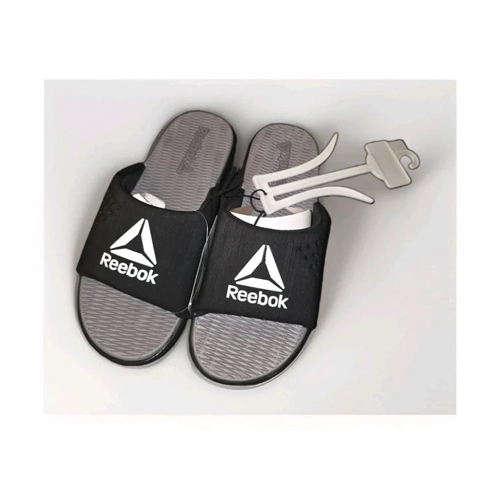 Reebok Men’s Memory Foam Slides Black/Grey Size 9 - image 4