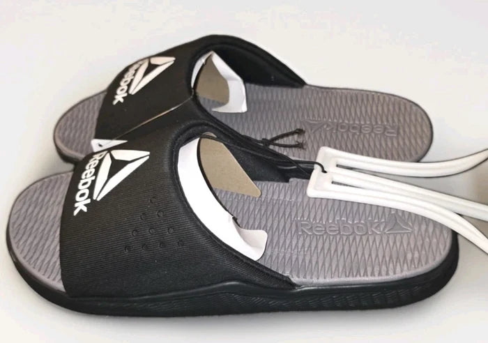 Reebok Men’s Memory Foam Slides Black/Grey Size 9 - image 6