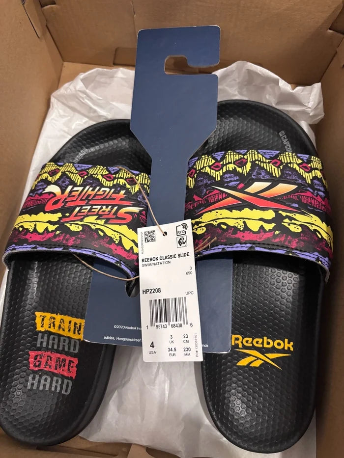 Reebok x Street Fighter Classic Slide HP2208 Train Hard Game Hard NWT Size 4 - image 6